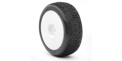 AKA Impact 1:8 Buggy Tyre Medium Longwear on white Evo Wheel (2)