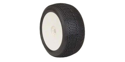 AKA Impact Truggy Tyre Soft Longwear on white Evo Wheels (2)