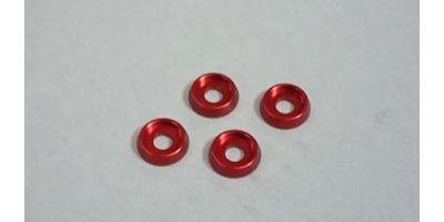4 pieces Kyosho America AMR025R M4 Aluminum Serrated Flange nut Red