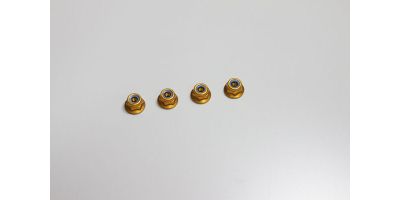 Alu Nylon Lock Flanged Nuts Gold M4x4.5mm (4) Kyosho