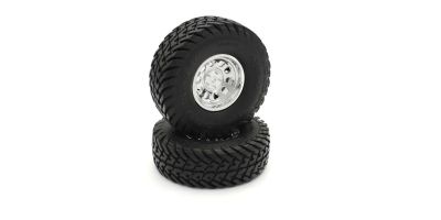 Pre-Glued Tyres Kyosho Outlaw Rampage Pro (2) Chromed Wheels