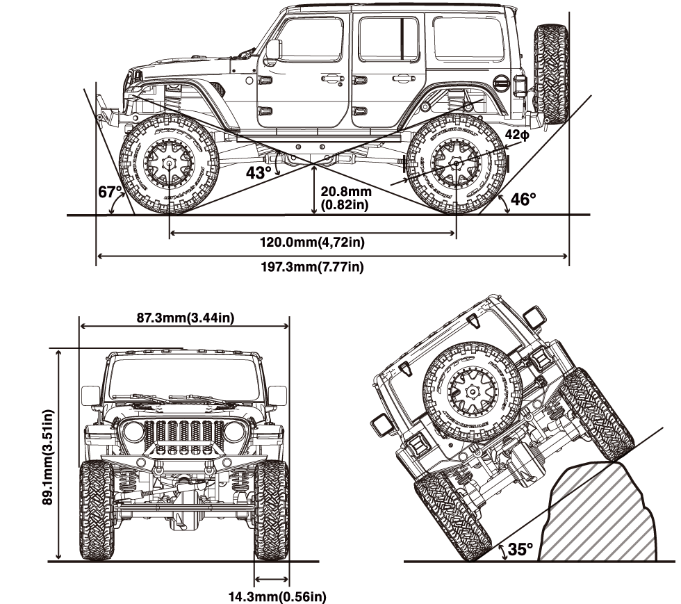 MINI-Z 4×4 Series Readyset JeepⓇ Wrangler Unlimited Rubicon with Accessory  parts Punk`n Metallic 32528MO
